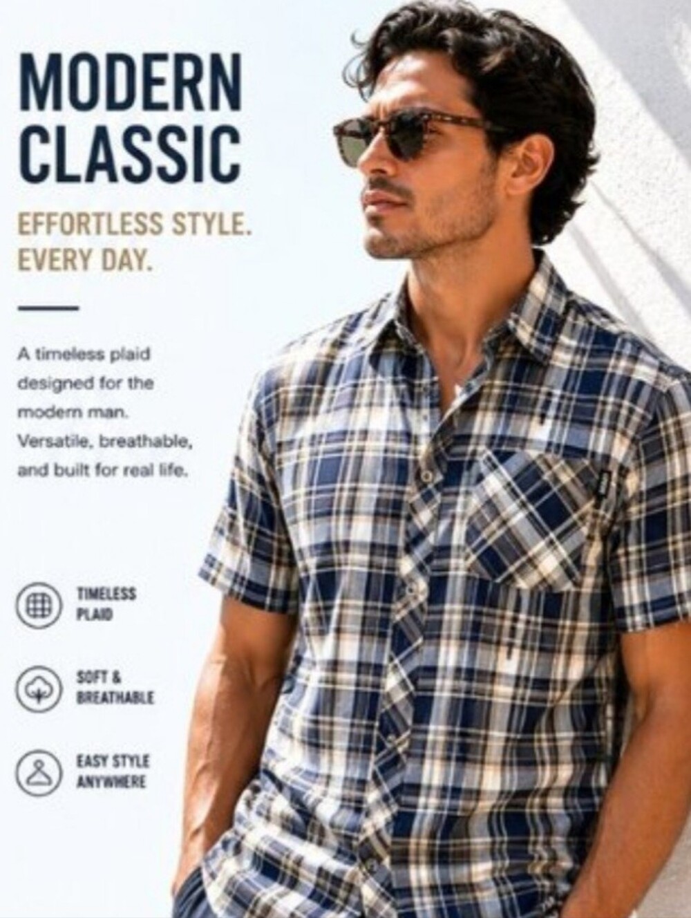 Plaid Frayed Sleeve Button-Up Shirt Men's 2XL